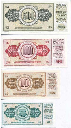 Jugoszlávia 1968. 5D + 10D + 1981. 500D + ... 