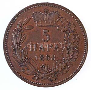 Szerbia 1868. 5p Br III. Obrenovics ... 