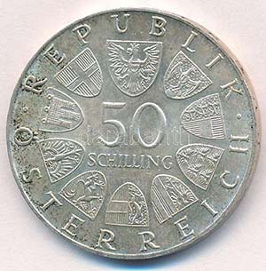 Ausztria 1974. 50Sch Ag 1200 éves a ... 