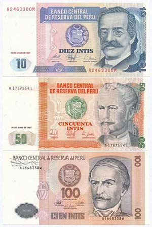 Peru 1987. 10I + 50I + ... 