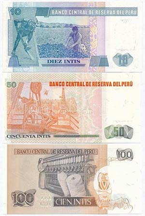 Peru 1987. 10I + 50I + 100I T:I  Peru 1987. ... 