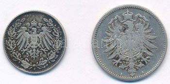 Német Birodalom 1876A 1M Ag + 1907J 1/2M ... 