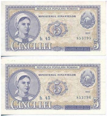 Románia 1952. 5L (2x) ... 