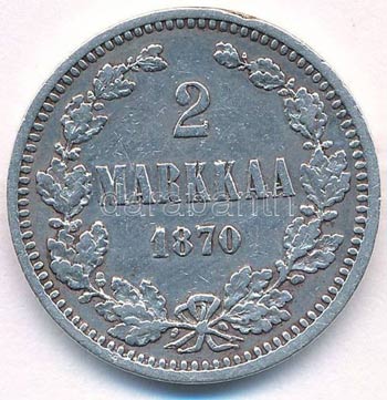 Finnország 1870S 2M Ag II. Sándor T:2,2- ... 