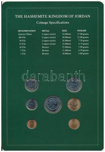 Jordánia 1978-1984. 1f-1/4D (7xklf), Coin ... 