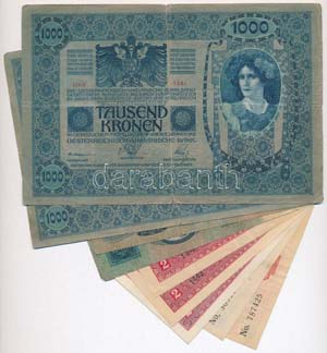 1902-1917. 10db-os korona bankjegy tétel, ... 