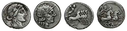 Roman Republic - 2 expl. Denarius ... 