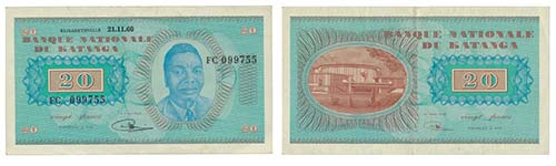 Paper Money - Katanga 20 Francs ... 