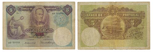 Paper Money - Portugal 5$00 ch. 1 ... 