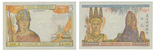 Paper Money - French Indo-China 5 ... 