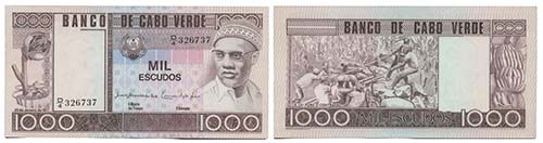 Paper Money - Cape Verde 1000$00 ... 