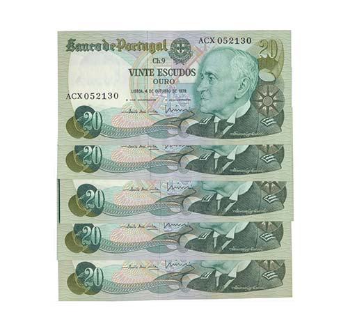 Paper Money - Portugal 5 expl. ... 