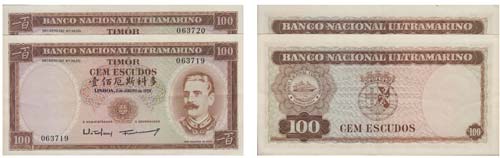 Paper Money - Timor 2 expl. 100$00 ... 