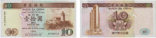 Paper Money - Macau 10 Patacas ... 