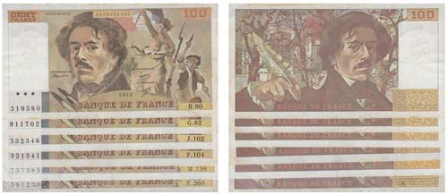 Paper Money - France 6 expl. 100 ... 