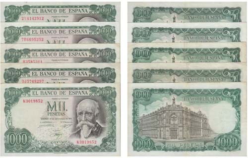 Paper Money - Spain 5 expl. 1000 ... 
