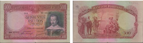 Paper Money - Portugal 500$00 ch. ... 