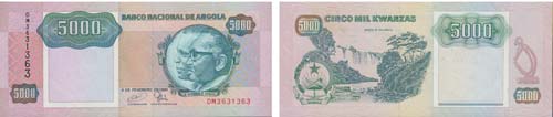 Paper Money - Angola 5000 Kwanzas ... 