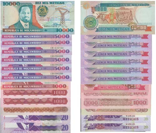 Paper Money - Mozambique 13 expl. ... 