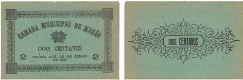 Cédula - Mação 2 Centavos 1921  ... 