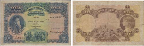 Paper Money - Portugal 10$00 ch. 1 ... 