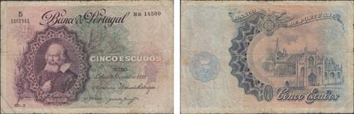 Paper Money - Portugal - 5$00 ch. ... 