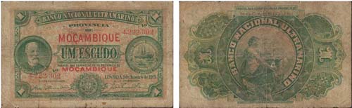 Paper Money - Mozambique 1$00 1921 ... 