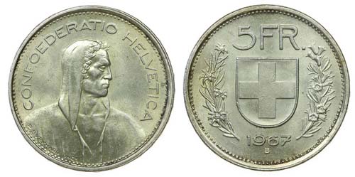 Switzerland - 5 Francs 1967 B      ... 