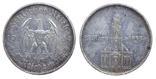 Germany - 5 Reichsmark 1934 A      ... 