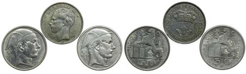 Belgium - 3 moedas 20, 50 Francs ... 