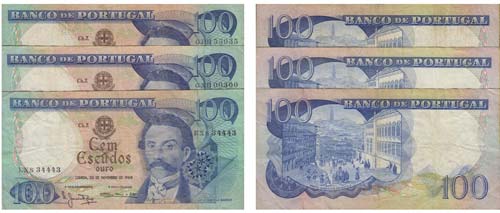 Paper Money - Portugal 3 expl. ... 