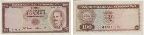 Paper Money - Timor 100$00 1959    ... 