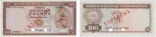 Paper Money - Timor 100$00 1963 ... 