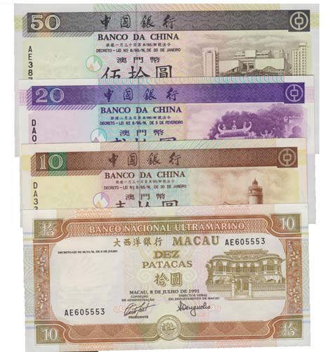 Paper Money - Macau 4 expl. 10, ... 