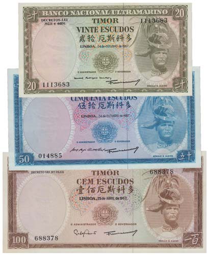 Paper Money - Timor 3 expl. 20$00, ... 