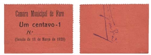 Cédula - Faro 1 Centavo 1920      ... 