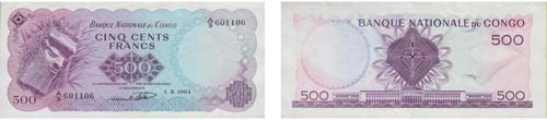 Paper Money - Congo 500 Francs ... 
