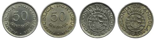 Angola - 2 coins 50 Centavos 1948, ... 