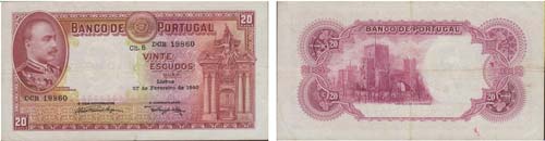 Paper Money - Portugal 20$00 ch. 5 ... 