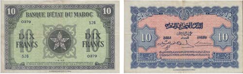 Paper Money - Morocco 10 Francs ... 
