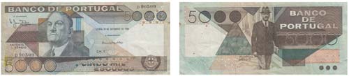 Paper Money - Portugal 5000$00 ch. ... 