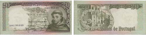Paper Money - Portugal 20$00 ch. 7 ... 