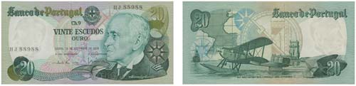 Paper Money - Portugal  20$00 ch. ... 