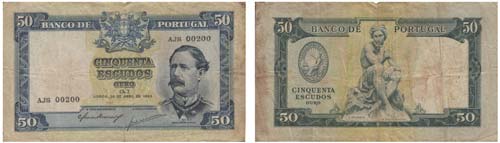 Paper Money - Portugal 50$00 ch. 7 ... 
