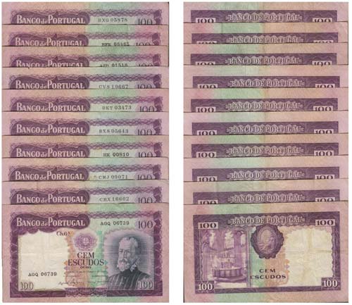 Paper Money - Portugal - 10 expl. ... 