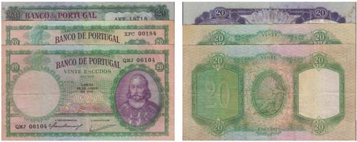 Paper Money - Portugal - 3 expl. ... 