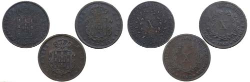 Portugal - D. Maria II - 3 coins X ... 