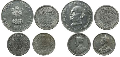 Egipto/Índia - 4 coins 5 Piastre, ... 