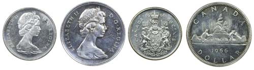 Canada - 2 coins 50 Cents, Dollar ... 