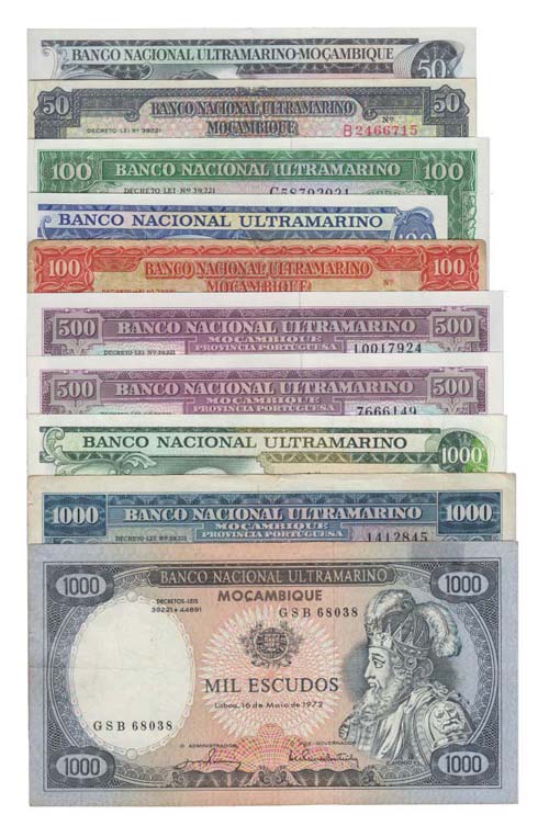 Paper Money - 10 expl. Mozambique, ... 